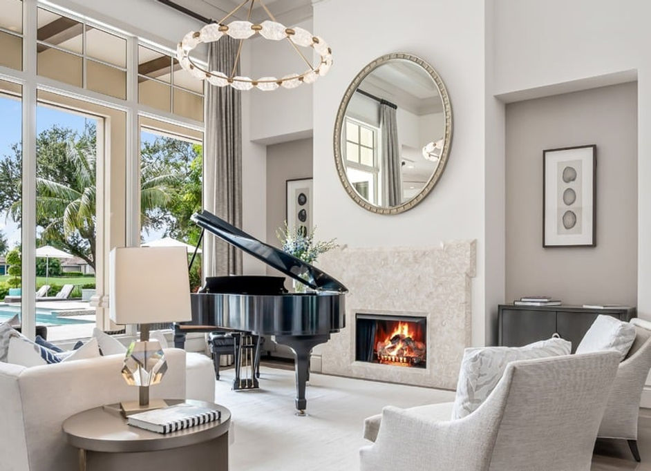 Luxury Naples living room with grand piano
